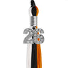 Black/Orange/White Graduation Tassel with Silver Bling Charm by Wholesale Grad Supply
