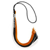 Black/Orange/White Graduation Tassel with Silver Stacked Date Drop by Wholesale Grad Supply