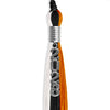 Black/Orange/White Graduation Tassel with Silver Stacked Date Drop by Wholesale Grad Supply