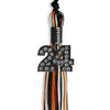 Black/Orange/White Mixed Color Graduation Tassel with Black Bling Charm by Wholesale Grad Supply