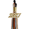 Black/Orange/White Mixed Color Graduation Tassel with Gold Bling Charm by Wholesale Grad Supply