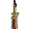 Black/Orange/White Mixed Color Graduation Tassel with Gold Bling Charm by Wholesale Grad Supply