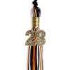 Black/Orange/White Mixed Color Graduation Tassel with Gold Bling Charm by Wholesale Grad Supply