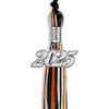 Black/Orange/White Mixed Color Graduation Tassel with Silver Bling Charm by Wholesale Grad Supply