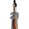 Black/Orange/White Mixed Color Graduation Tassel with Silver Bling Charm by Wholesale Grad Supply