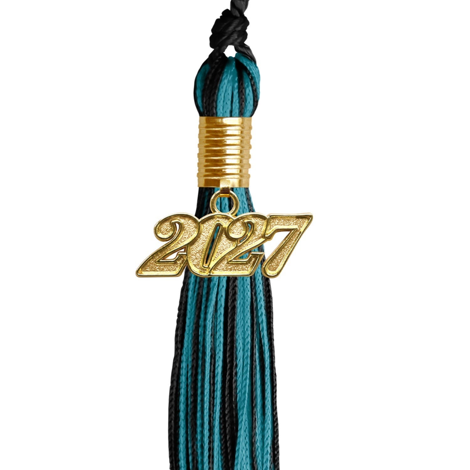 Black/Peacock Mixed Color Graduation Tassel with Gold Bling Charm by Wholesale Grad Supply