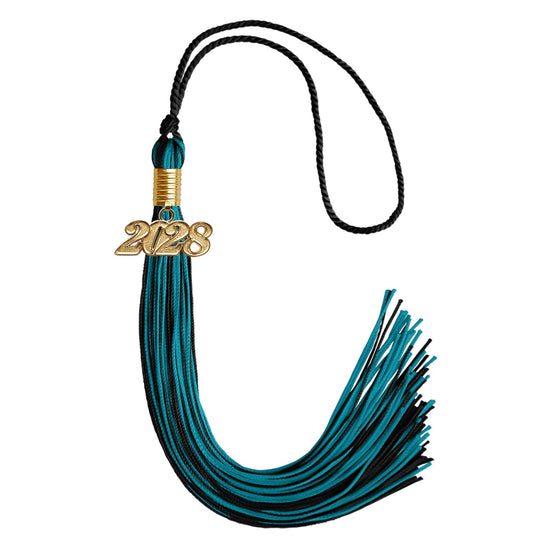 Black/Peacock Mixed Color Graduation Tassel with Gold Bling Charm by Wholesale Grad Supply