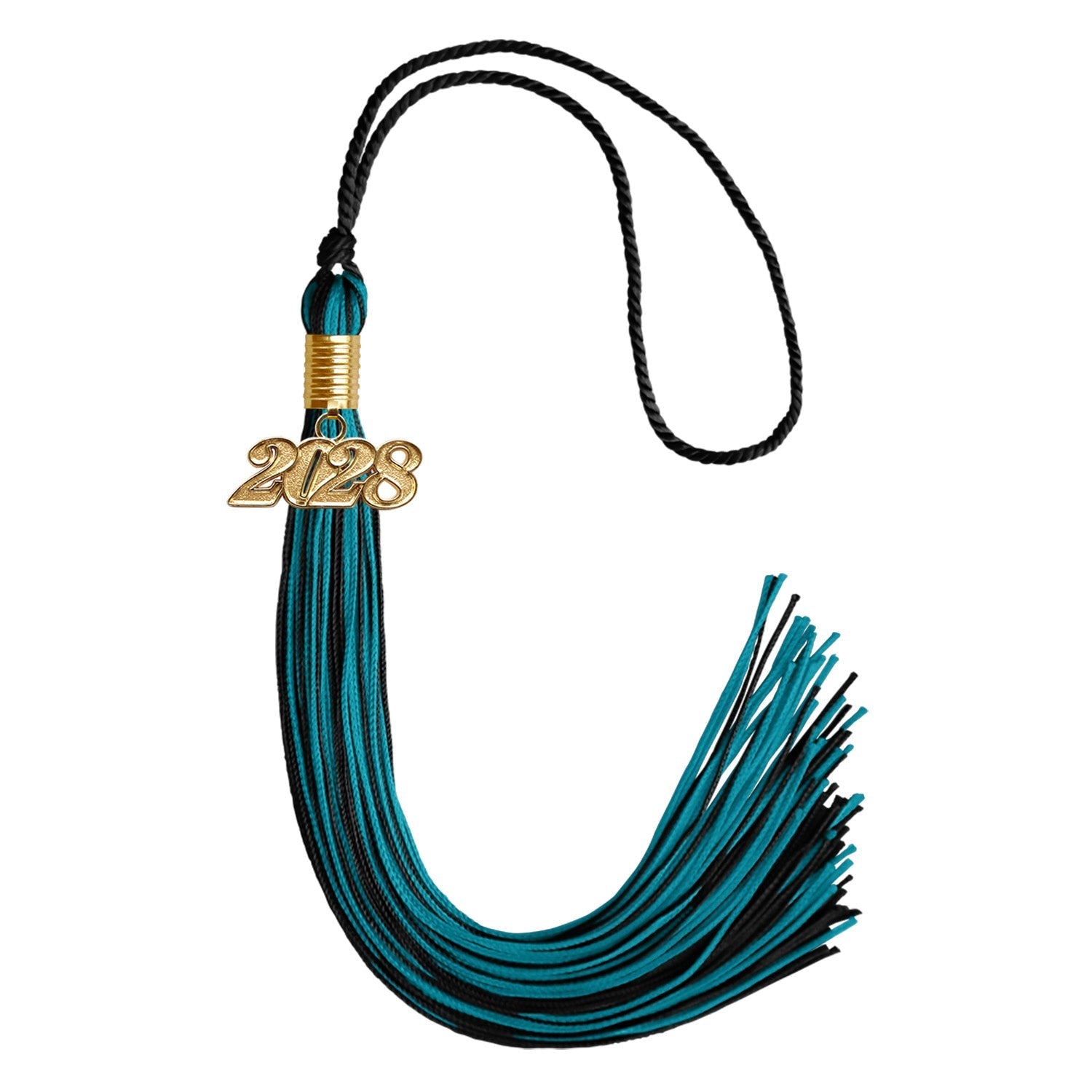 Black/Peacock Mixed Color Graduation Tassel with Gold Bling Charm by Wholesale Grad Supply