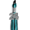 Black/Peacock Mixed Color Graduation Tassel with Silver Bling Charm by Wholesale Grad Supply
