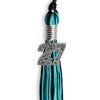 Black/Peacock Mixed Color Graduation Tassel with Silver Bling Charm by Wholesale Grad Supply