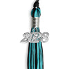 Black/Peacock Mixed Color Graduation Tassel with Silver Bling Charm by Wholesale Grad Supply
