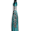 Black/Peacock Mixed Color Graduation Tassel with Stacked Silver Date Drop by Wholesale Grad Supply