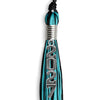 Black/Peacock Mixed Color Graduation Tassel with Stacked Silver Date Drop by Wholesale Grad Supply