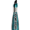Black/Peacock Mixed Color Graduation Tassel with Stacked Silver Date Drop by Wholesale Grad Supply