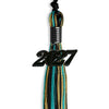 Black/Peacock/Antique Gold Mixed Color Gold Graduation Tassel with Black Bling Charm by Wholesale Grad Supply