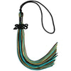 Black/Peacock/Antique Gold Mixed Color Gold Graduation Tassel with Black Bling Charm by Wholesale Grad Supply
