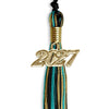 Black/Peacock/Antique Gold Mixed Color Graduation Tassel with Gold Bling Charm by Wholesale Grad Supply