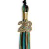Black/Peacock/Antique Gold Mixed Color Graduation Tassel with Gold Bling Charm by Wholesale Grad Supply