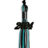 Black/Peacock/Silver Mixed Color Graduation Tassel with Black Bling Charm by Wholesale Grad Supply
