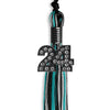 Black/Peacock/Silver Mixed Color Graduation Tassel with Black Bling Charm by Wholesale Grad Supply