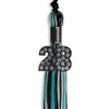 Black/Peacock/Silver Mixed Color Graduation Tassel with Black Bling Charm by Wholesale Grad Supply