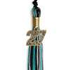 Black/Peacock/Silver Mixed Color Graduation Tassel with Gold Bling Charm by Wholesale Grad Supply