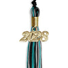 Black/Peacock/Silver Mixed Color Graduation Tassel with Gold Bling Charm by Wholesale Grad Supply