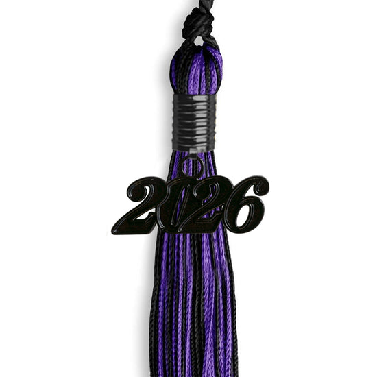 Black/Purple Mixed Color Graduation Tassel with Black Bling Charm by Wholesale Grad Supply