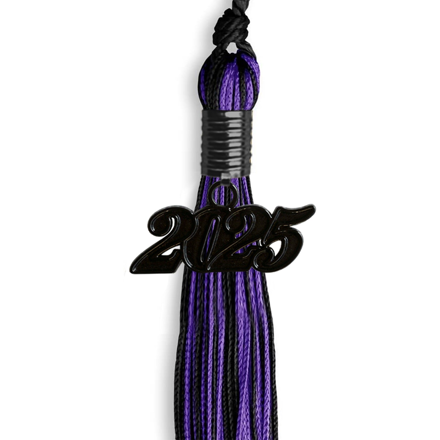 Black/Purple Mixed Color Graduation Tassel with Black Bling Charm by Wholesale Grad Supply