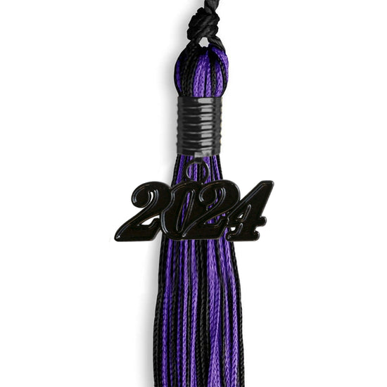 Black/Purple Mixed Color Graduation Tassel with Black Bling Charm by Wholesale Grad Supply