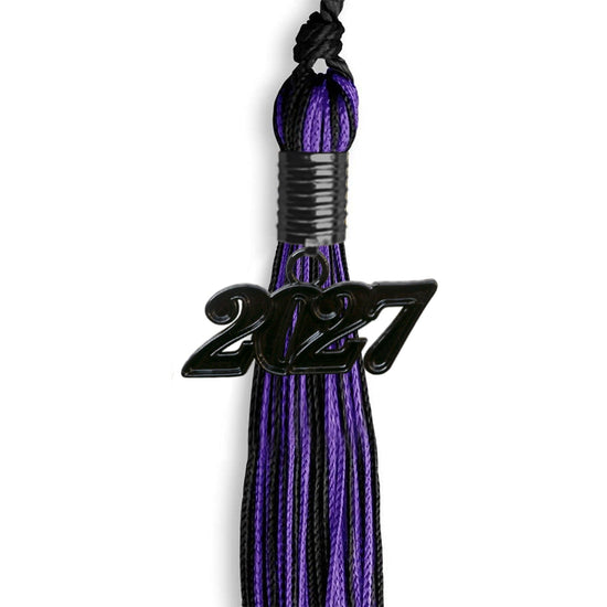 Black/Purple Mixed Color Graduation Tassel with Black Bling Charm by Wholesale Grad Supply