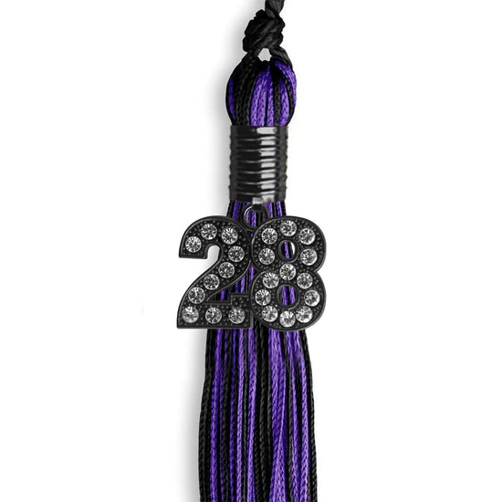 Black/Purple Mixed Color Graduation Tassel with Black Bling Charm by Wholesale Grad Supply