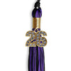 Black/Purple Mixed Color Graduation Tassel with Gold Bling Charm by Wholesale Grad Supply