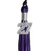 Black/Purple Mixed Color Graduation Tassel with Silver Bling Charm by Wholesale Grad Supply