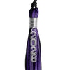 Black/Purple Mixed Color Graduation Tassel with Stacked Silver Date Drop by Wholesale Grad Supply