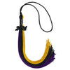 Black/Purple/Gold Graduation Tassel with Black Bling Charm by Wholesale Grad Supply