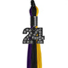 Black/Purple/Gold Graduation Tassel with Black Bling Charm by Wholesale Grad Supply
