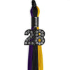 Black/Purple/Gold Graduation Tassel with Black Bling Charm by Wholesale Grad Supply