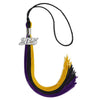 Black/Purple/Gold Graduation Tassel with Silver Bling Charm by Wholesale Grad Supply