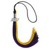 Black/Purple/Gold Graduation Tassel with Silver Bling Charm by Wholesale Grad Supply