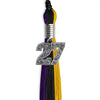 Black/Purple/Gold Graduation Tassel with Silver Bling Charm by Wholesale Grad Supply