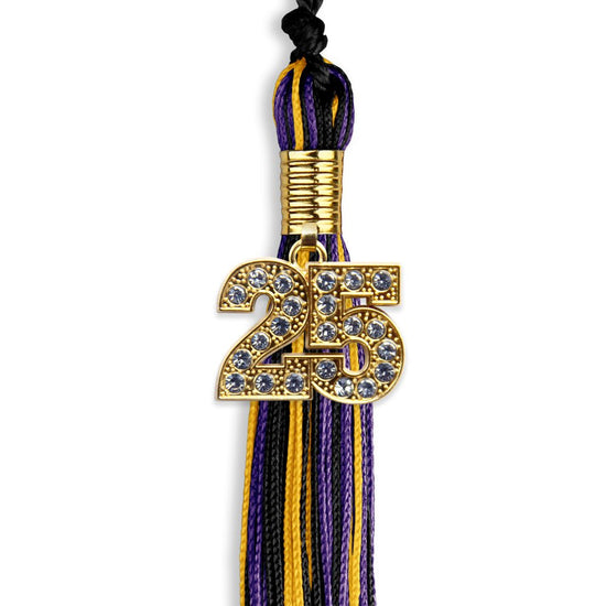 Black/Purple/Gold Mixed Color Graduation Tassel with Gold Bling Charm by Wholesale Grad Supply