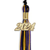 Black/Purple/Gold Mixed Color Graduation Tassel with Gold Bling Charm by Wholesale Grad Supply