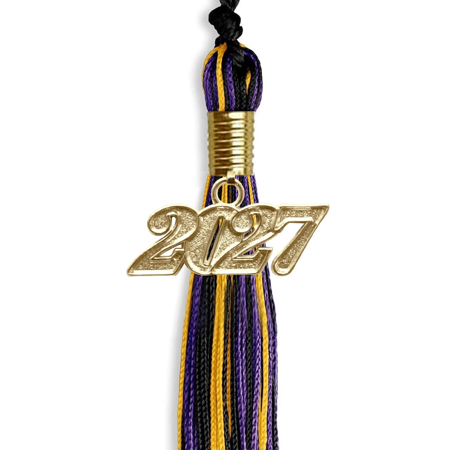 Black/Purple/Gold Mixed Color Graduation Tassel with Gold Bling Charm by Wholesale Grad Supply