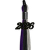 Black/Purple/Grey Graduation Tassel with Black Bling Charm by Wholesale Grad Supply