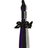 Black/Purple/Grey Graduation Tassel with Black Bling Charm by Wholesale Grad Supply