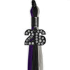 Black/Purple/Grey Graduation Tassel with Black Bling Charm by Wholesale Grad Supply
