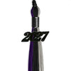 Black/Purple/Grey Graduation Tassel with Black Bling Charm by Wholesale Grad Supply