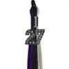Black/Purple/Grey Graduation Tassel with Black Bling Charm by Wholesale Grad Supply
