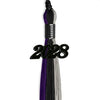 Black/Purple/Grey Graduation Tassel with Black Bling Charm by Wholesale Grad Supply